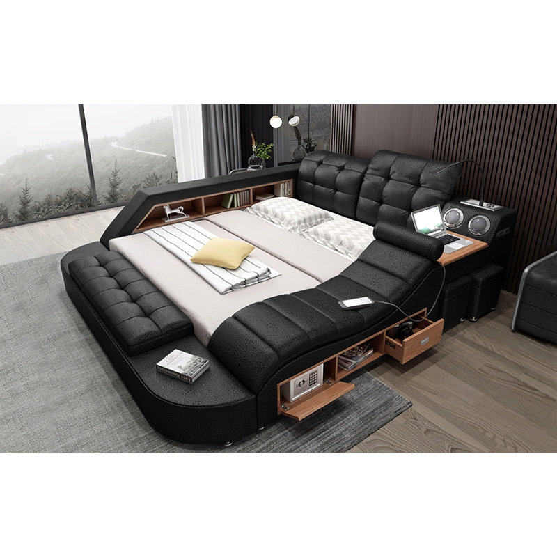 Jubilee Modern/contemporary design Hariana Tech Smart Ultimate Italian Leather Bed Upholstered